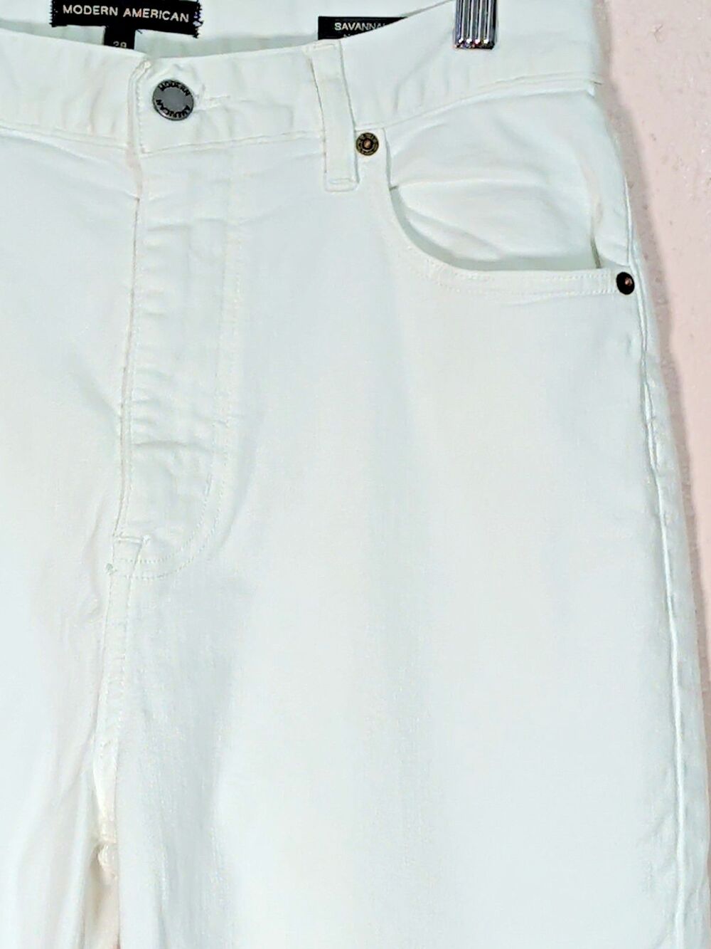 Modern American Savannah Women's High Waist Wide Leg Jeans White Size 29 - Picture 5 of 15